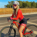 Macaquinho Ciclismo Feminino AGAH Velocity Comfort Vélor — Gel 19D, Zíper Frontal, Manga Longa | Triathlon e Estrada