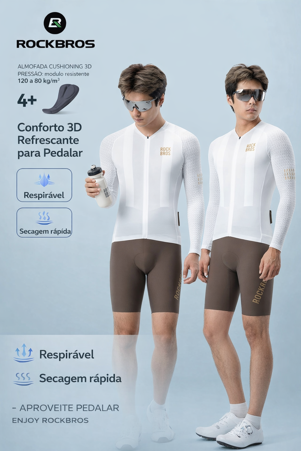 Camisa de Ciclismo ROCKBROS YDCX008 – Manga Longa, Respirável, Corta-Vento e Quick Dry