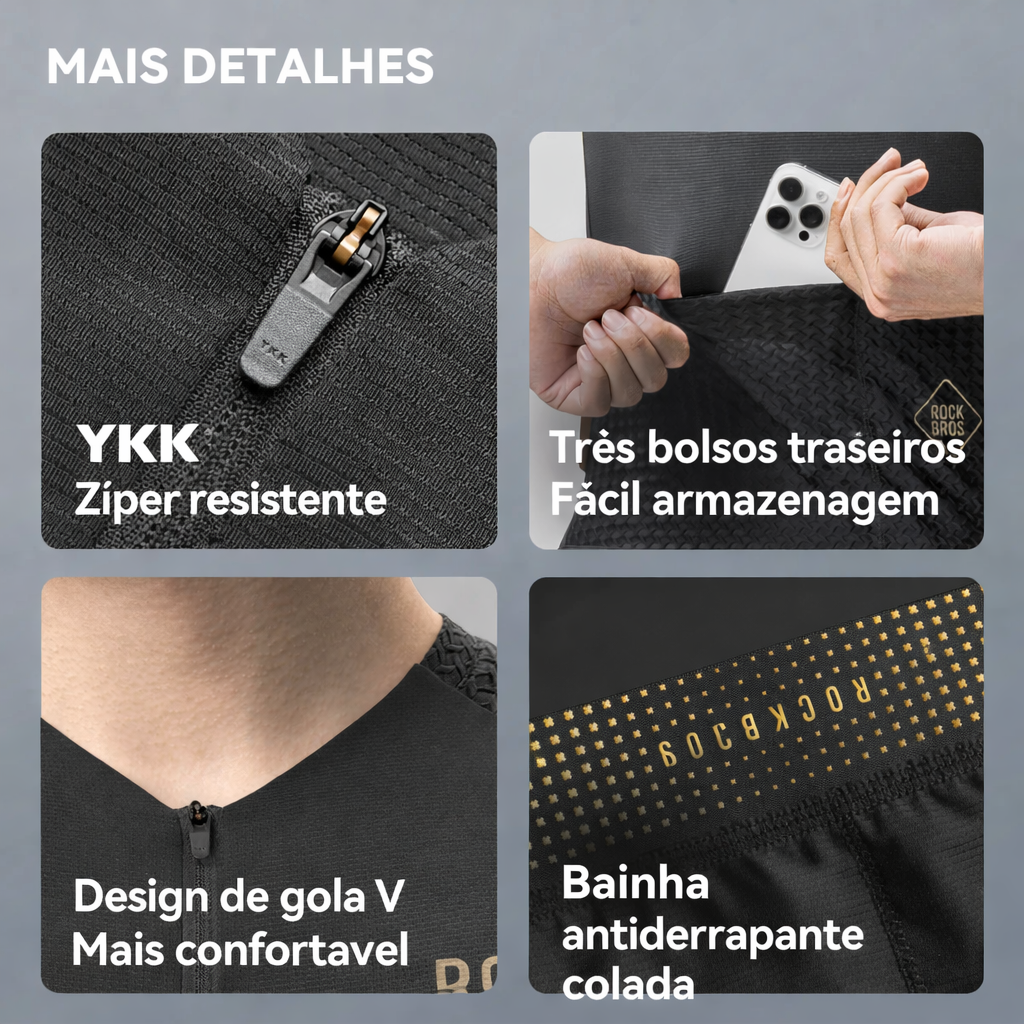 Camisa de Ciclismo ROCKBROS YDCX008 – Manga Longa, Respirável, Corta-Vento e Quick Dry