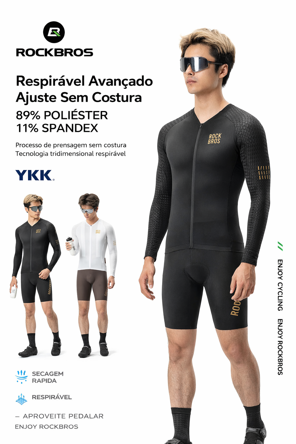Camisa de Ciclismo ROCKBROS YDCX008 – Manga Longa, Respirável, Corta-Vento e Quick Dry