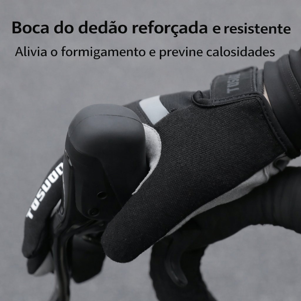 Luva Ciclismo Full Finger TOSUOD — Velvet Lining Térmico, Palma SBR e Touch Screen