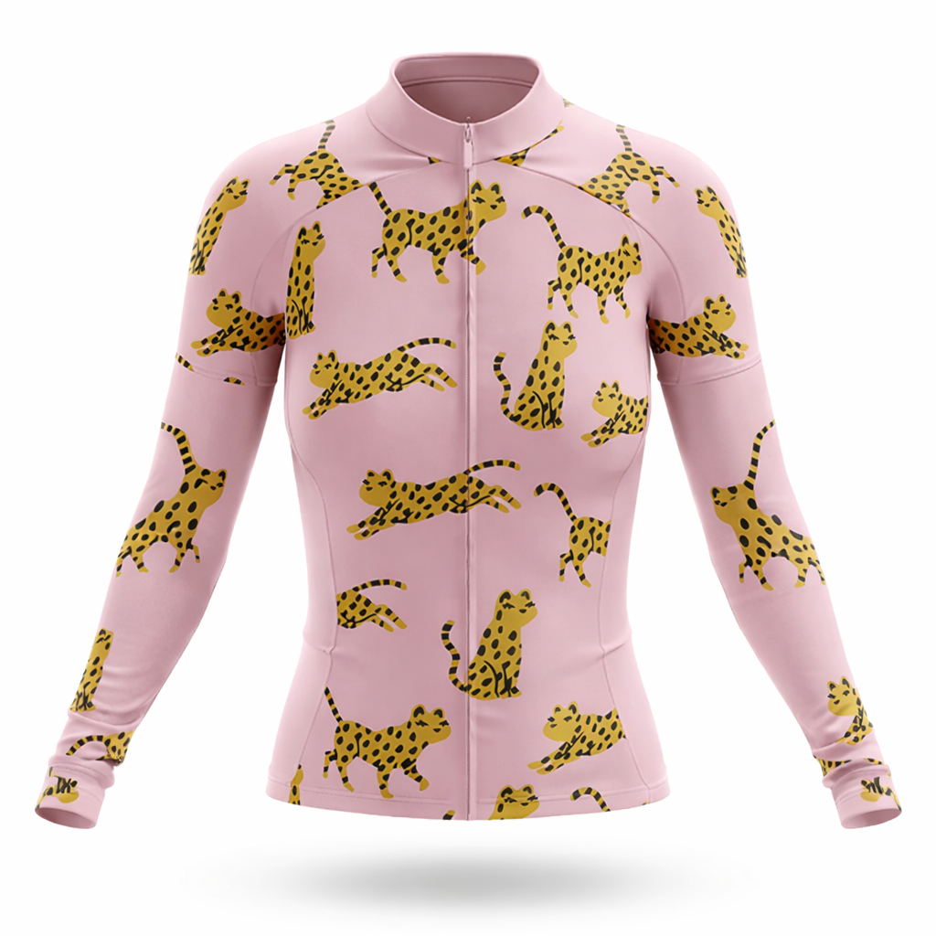 Conjunto Ciclismo Feminino RAUDAX Rosa — Estampa Oncinha, Forro Gel Profissional e Sistema Modular
