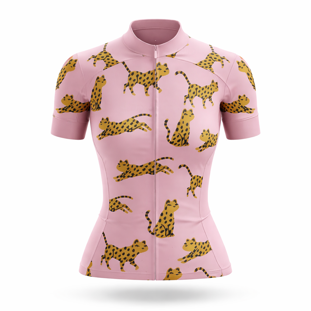 Conjunto Ciclismo Feminino RAUDAX Rosa — Estampa Oncinha, Forro Gel Profissional e Sistema Modular