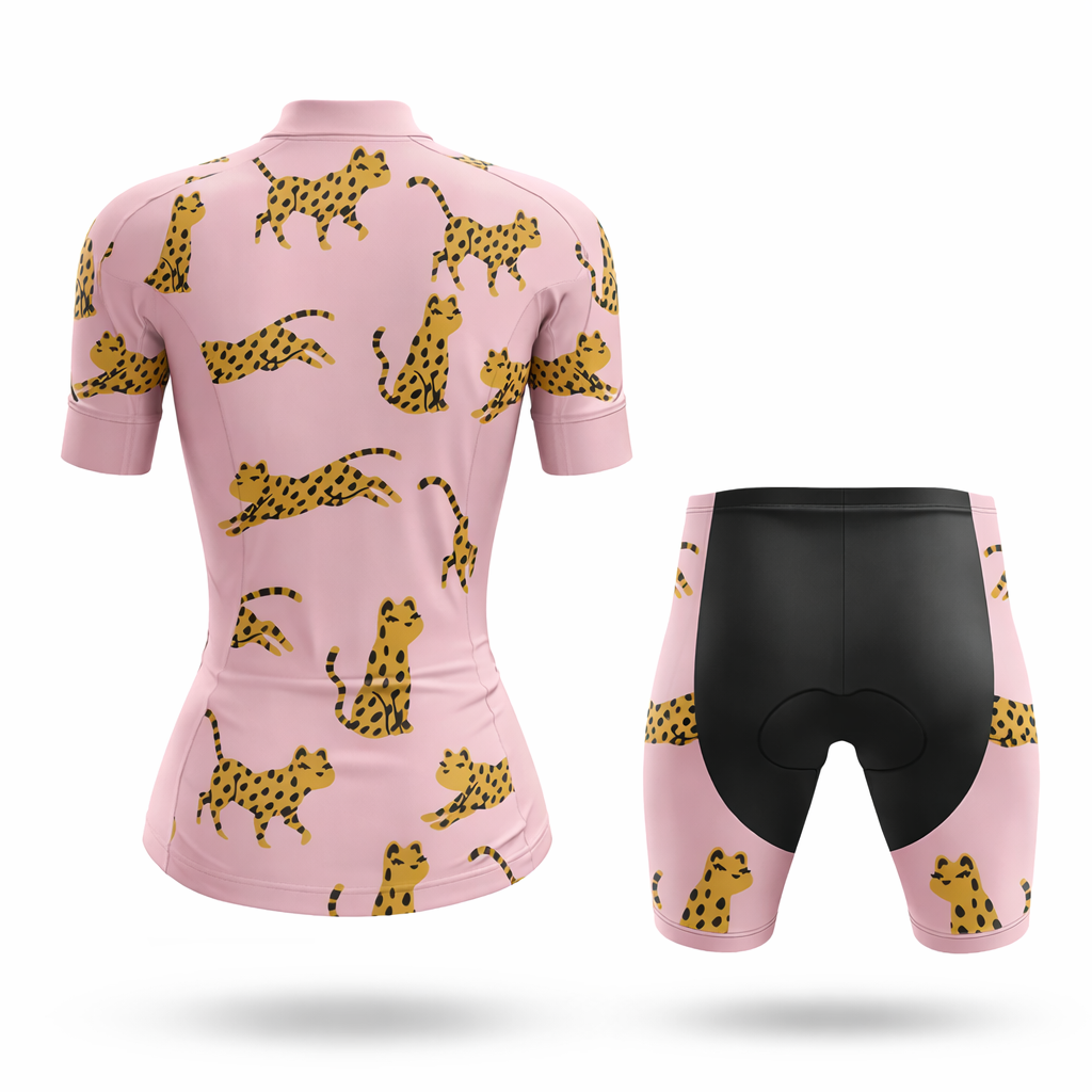 Conjunto Ciclismo Feminino RAUDAX Rosa — Estampa Oncinha, Forro Gel Profissional e Sistema Modular