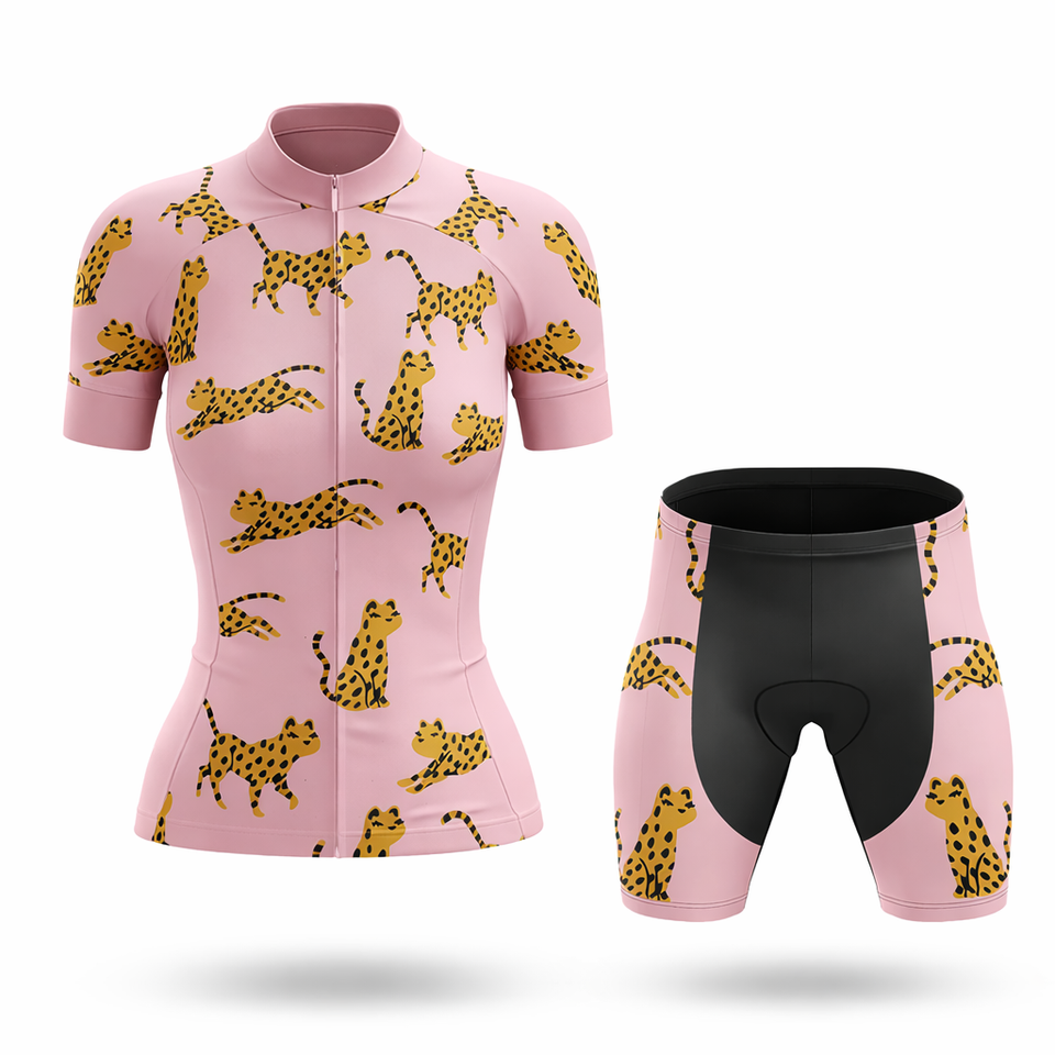 Conjunto Ciclismo Feminino RAUDAX Rosa — Estampa Oncinha, Forro Gel Profissional e Sistema Modular