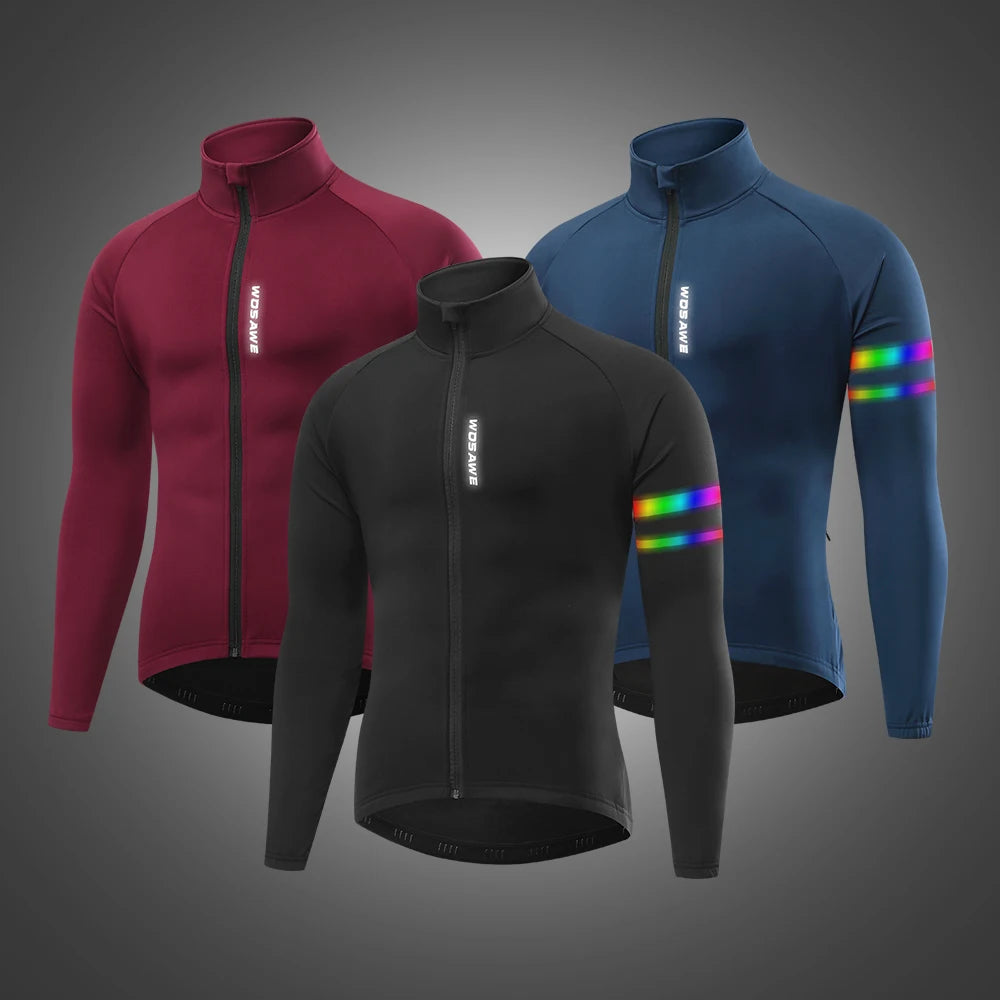 Jaqueta de Ciclismo Masculina WOSAWE BO284 – Corta Vento com Forro Fleece, Térmica e Refletiva