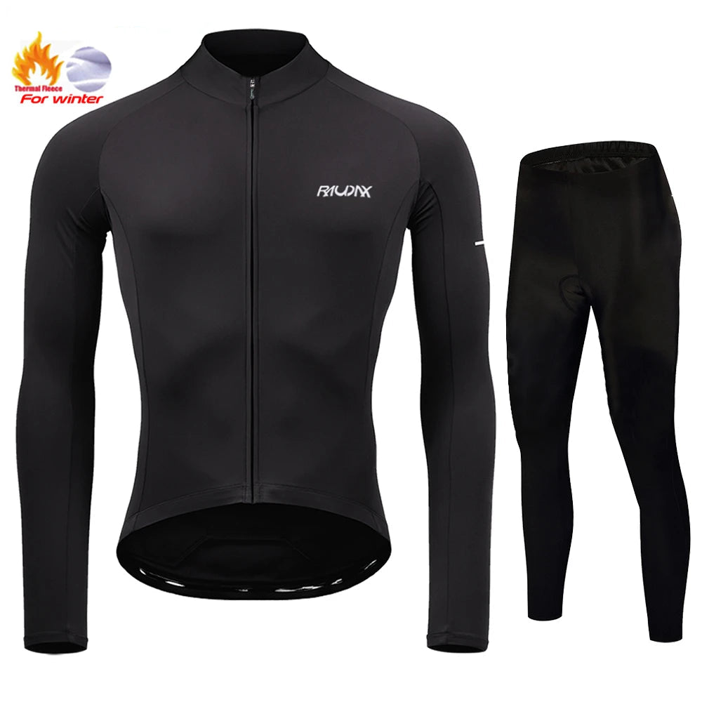 Conjunto de Ciclismo Masculino de Inverno RAUDAX – Fleece Térmico e Forro em Gel 19D