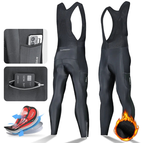 Bretelle Térmico Masculino X-TIGER WinterShield – Calça de Ciclismo com Fleece e Forro 5D em Gel
