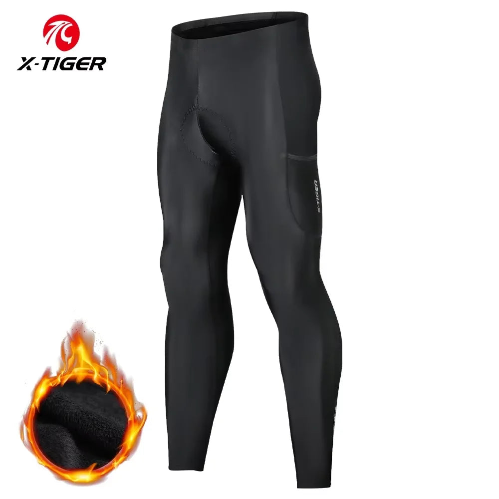 Bretelle Térmico Masculino X-TIGER WinterShield – Calça de Ciclismo com Fleece e Forro 5D em Gel
