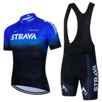 Conjunto de Ciclismo Masculino Strava Pro Race – Camisa + Bretelle, Leve, Respirável e Quick Dry