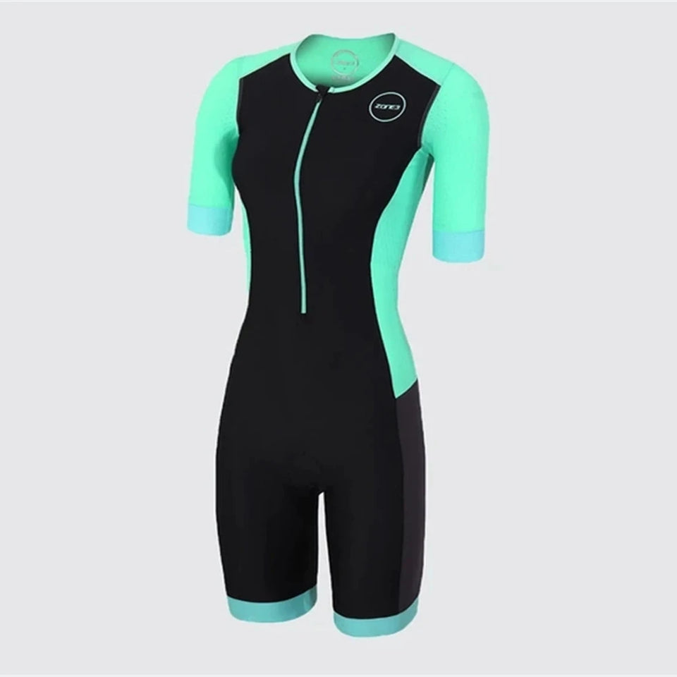 Macaquinho Ciclismo Feminino Zone3 Pro Vélor — Gel 20D, Zíper Frontal, Quick Dry | Manga Curta