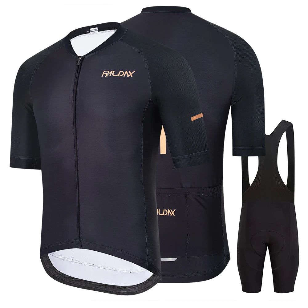 Conjunto de Ciclismo Masculino RAUDAX com Forro Gel 19D – Camisa + Bermuda | Quick Dry, Proteção UV e Zíper Full
