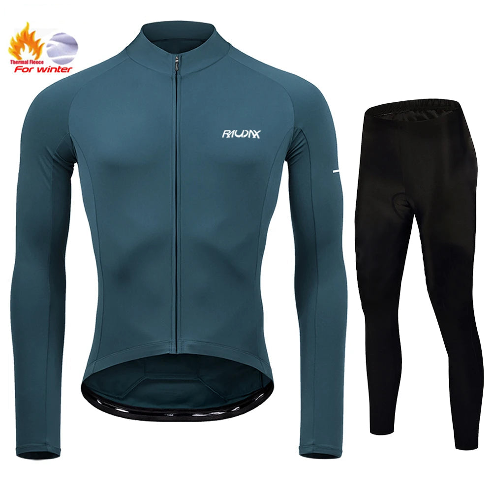 Conjunto de Ciclismo Masculino de Inverno RAUDAX – Fleece Térmico e Forro em Gel 19D