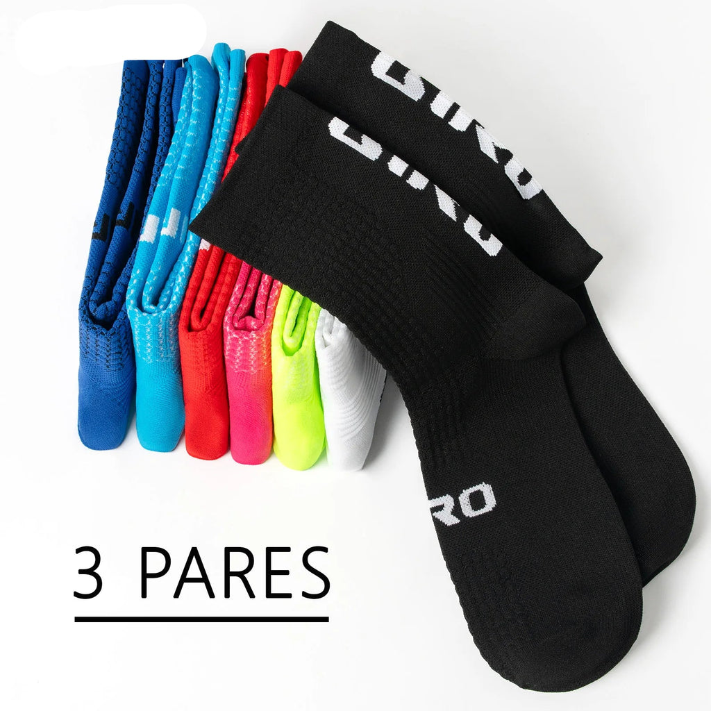 Meias Ciclismo Cano Alto Kit 3 Pares – Conforto e Performance