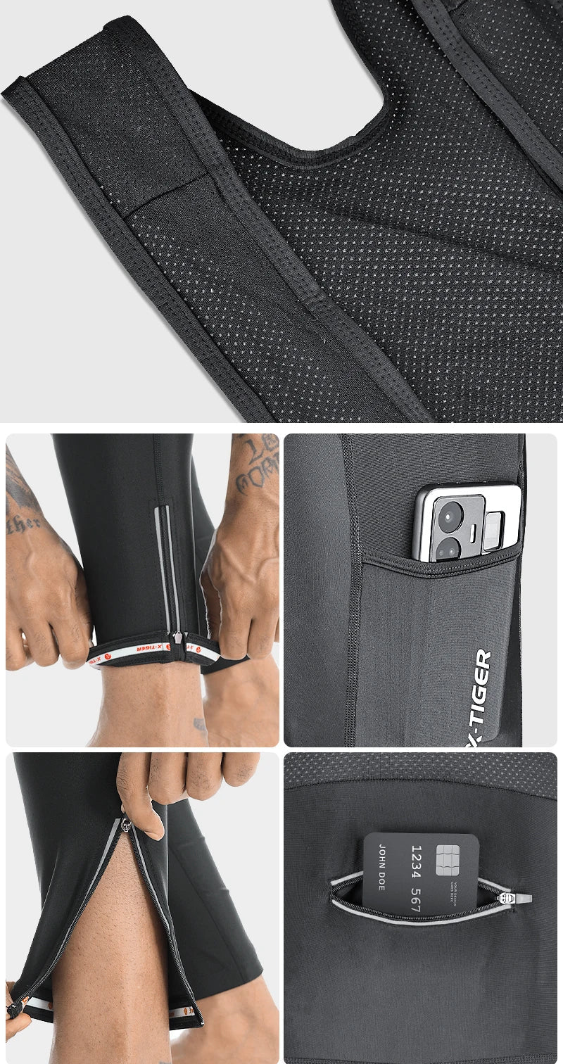 Bretelle Térmico Masculino X-TIGER WinterShield – Calça de Ciclismo com Fleece e Forro 5D em Gel