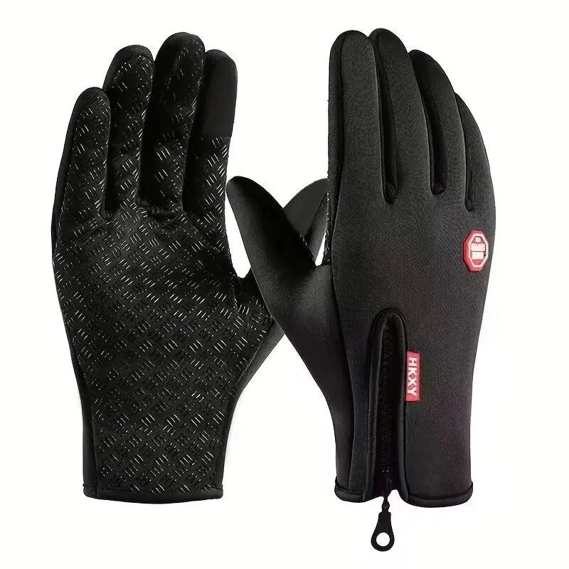 Luva Ciclismo Inverno Térmica — SBR Impermeável, Touch Screen e Zíper no Pulso