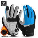 Luva Ciclismo Full Finger TOSUOD — Velvet Lining Térmico, Palma SBR e Touch Screen