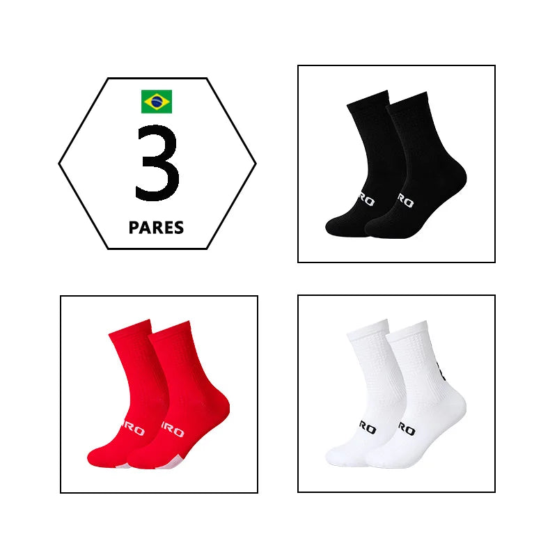 Meias Ciclismo Cano Alto Kit 3 Pares – Conforto e Performance
