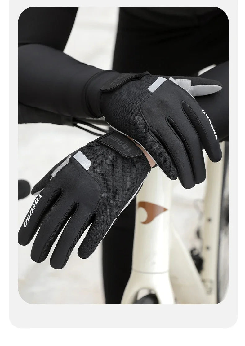 Luva Ciclismo Full Finger TOSUOD — Velvet Lining Térmico, Palma SBR e Touch Screen