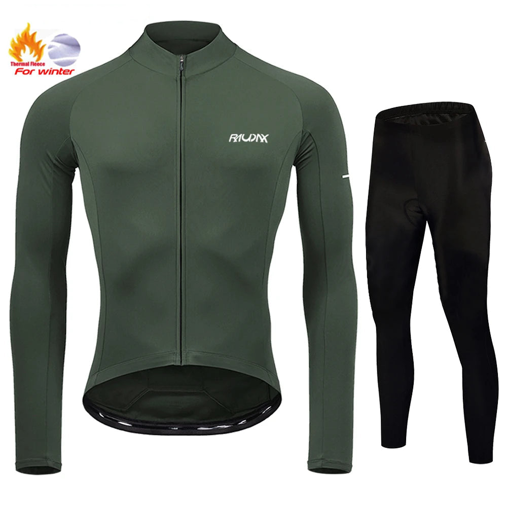 Conjunto de Ciclismo Masculino de Inverno RAUDAX – Fleece Térmico e Forro em Gel 19D