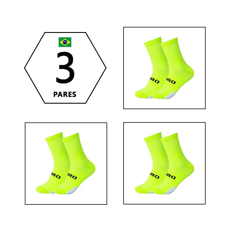 Meias Ciclismo Cano Alto Kit 3 Pares – Conforto e Performance