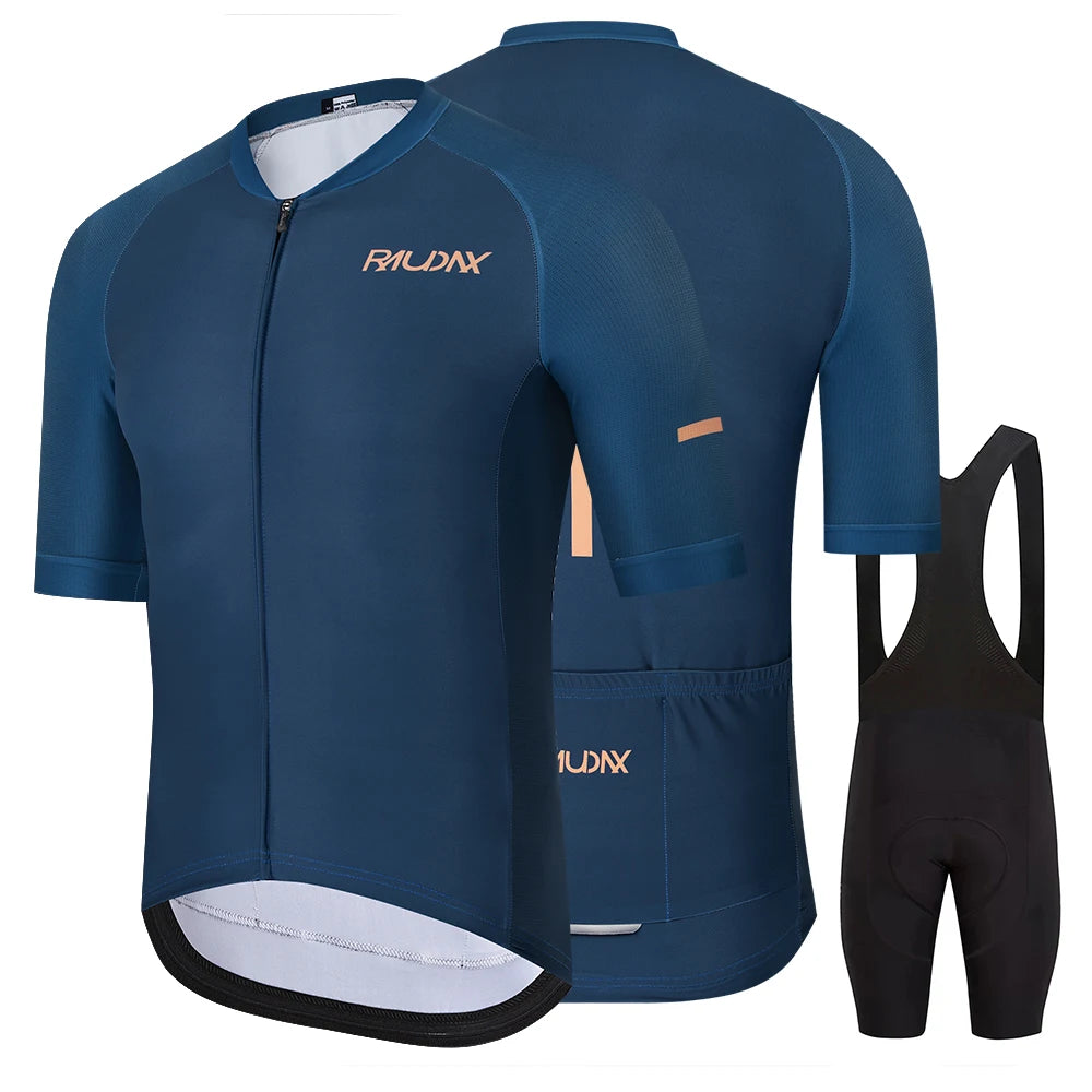 Conjunto de Ciclismo Masculino RAUDAX com Forro Gel 19D – Camisa + Bermuda | Quick Dry, Proteção UV e Zíper Full