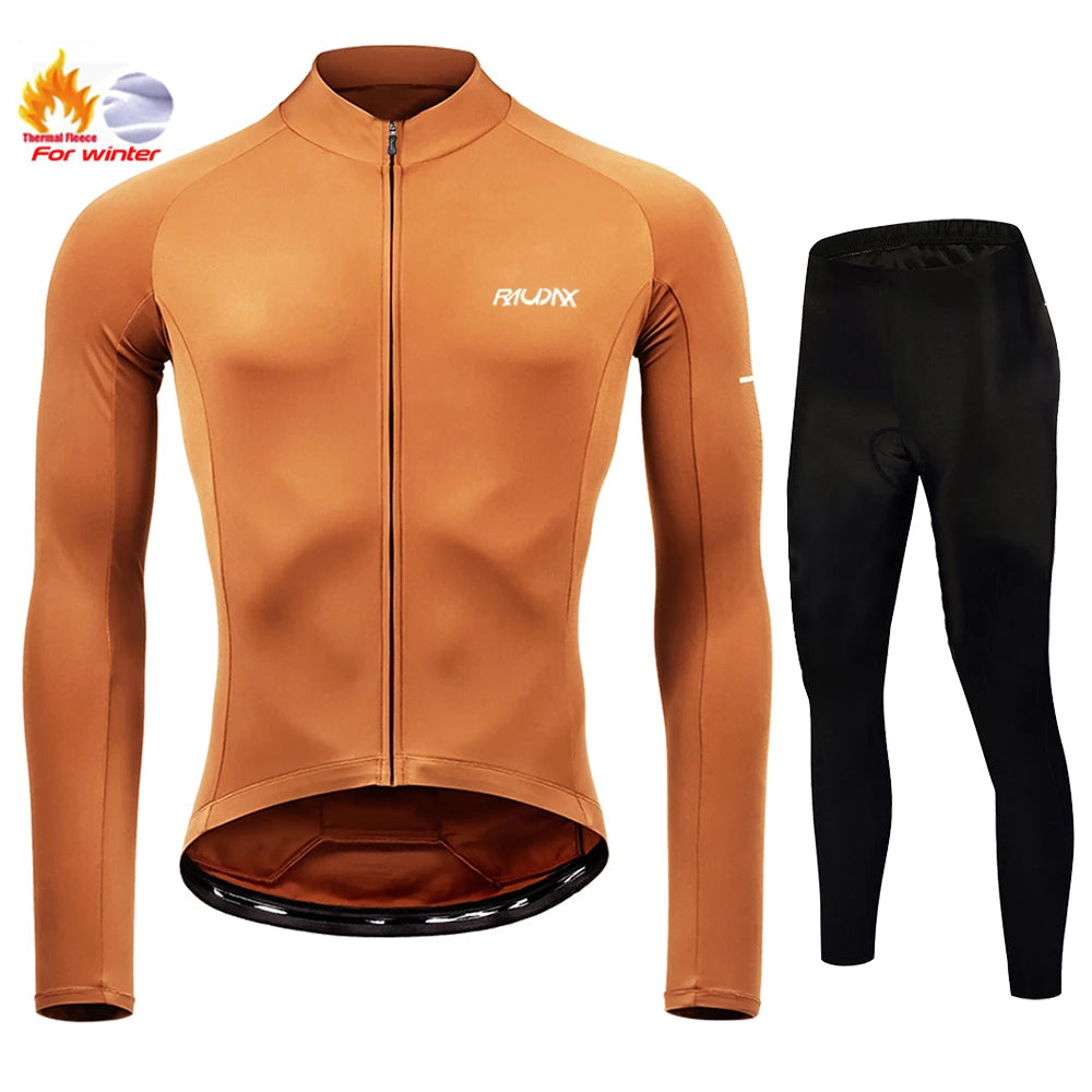 Conjunto de Ciclismo Masculino de Inverno RAUDAX – Fleece Térmico e Forro em Gel 19D