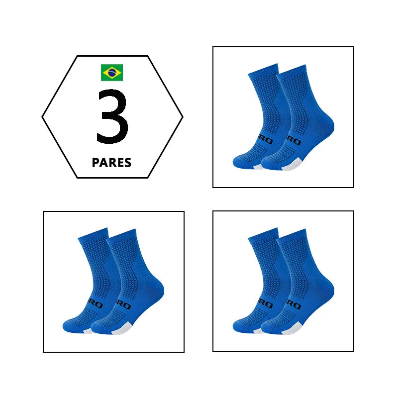 Meias Ciclismo Cano Alto Kit 3 Pares – Conforto e Performance