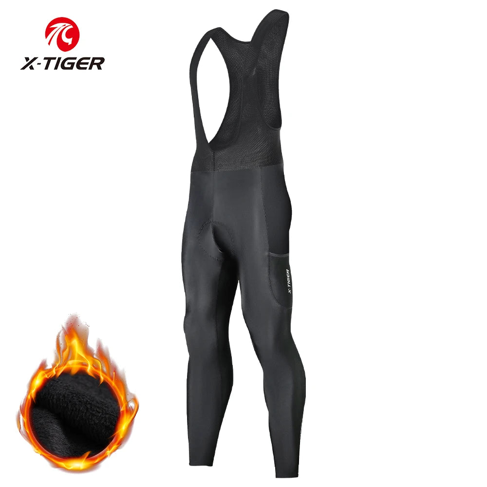 Bretelle Térmico Masculino X-TIGER WinterShield – Calça de Ciclismo com Fleece e Forro 5D em Gel