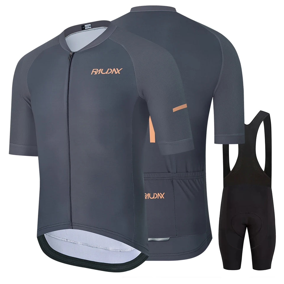Conjunto de Ciclismo Masculino RAUDAX com Forro Gel 19D – Camisa + Bermuda | Quick Dry, Proteção UV e Zíper Full