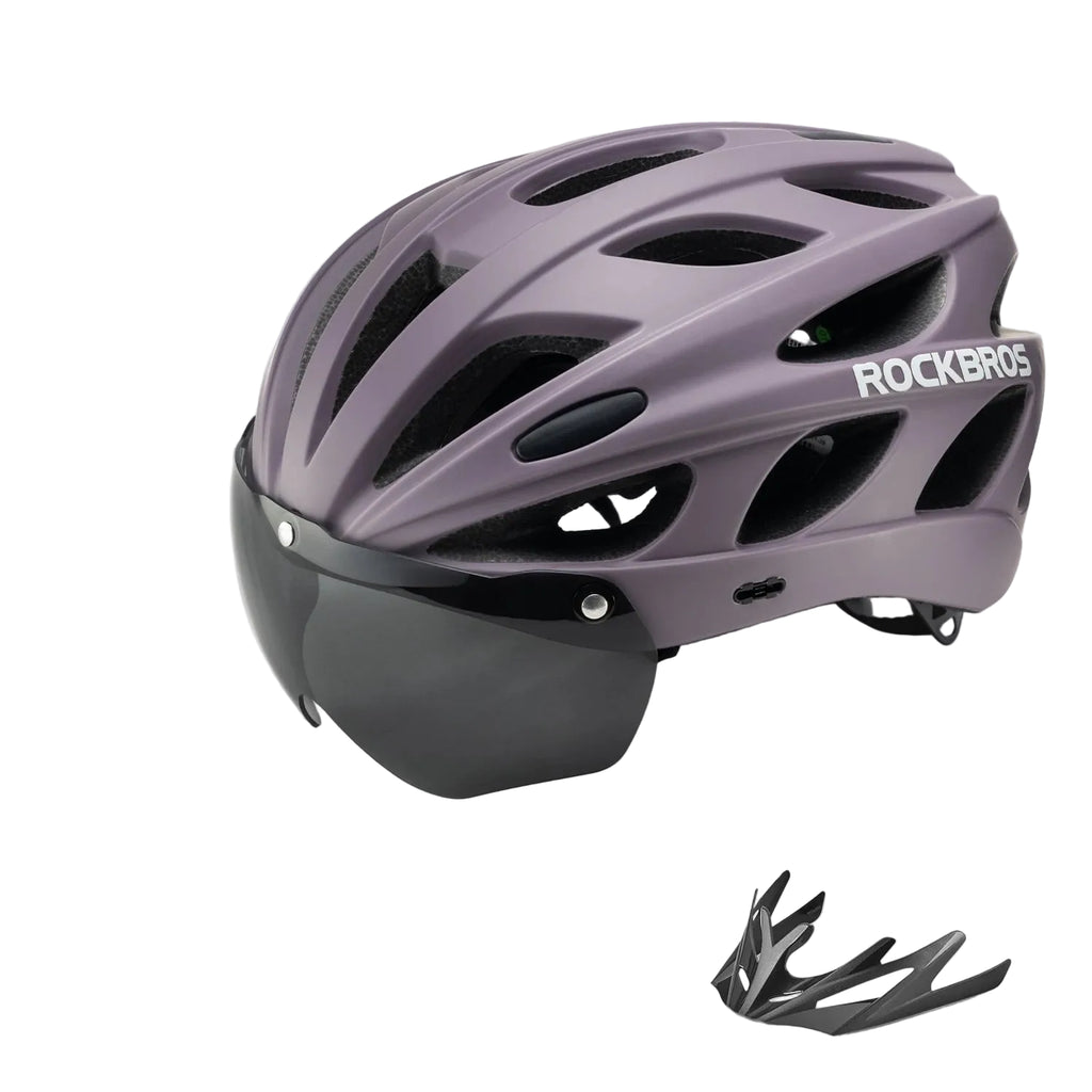 Capacete de Ciclismo ROCKBROS TT-16 — Viseira Magnética, Integrally Molded e Certificado CE