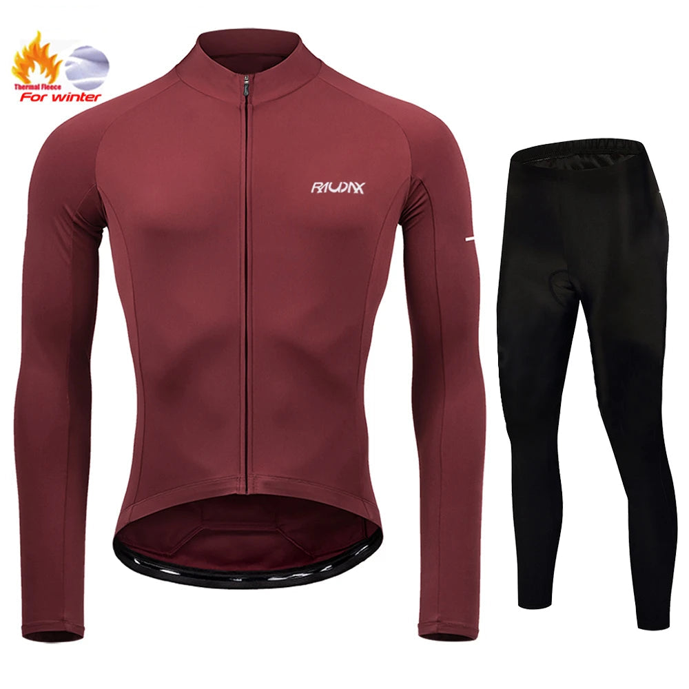 Conjunto de Ciclismo Masculino de Inverno RAUDAX – Fleece Térmico e Forro em Gel 19D