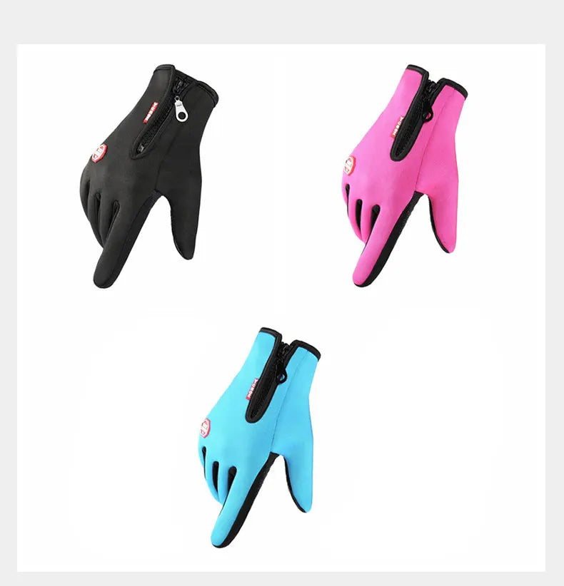 Luva Ciclismo Inverno Térmica — SBR Impermeável, Touch Screen e Zíper no Pulso