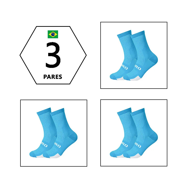 Meias Ciclismo Cano Alto Kit 3 Pares – Conforto e Performance