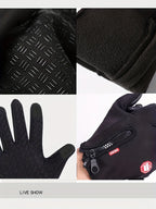 Luva Ciclismo Inverno Térmica — SBR Impermeável, Touch Screen e Zíper no Pulso