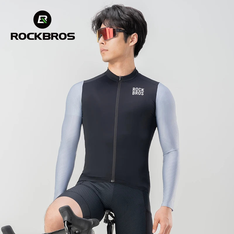 Camisa de Ciclismo Masculina ROCKBROS Pro Dry – Manga Longa, Respirável e Ajuste Race Fit