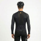 Camisa Ciclismo Masculino ROCKBROS Pró Vélor — Manga Longa, Race-Fit, UV UVA/UVB e Logo Refletivo Dourado